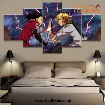 5 Pieces The Seven Deadly Sins Meliodas & Zeldris Wall Art