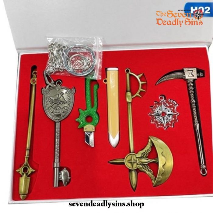 6Pcs/lot The Seven Deadly Sins Sword Keychains Box 02