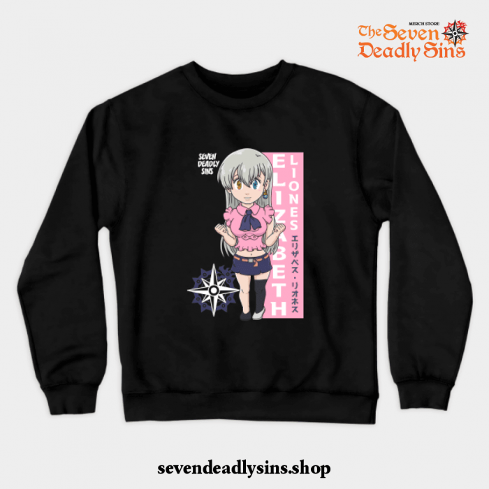 Chibi Elizabeth Liones Crewneck Sweatshirt Black / S