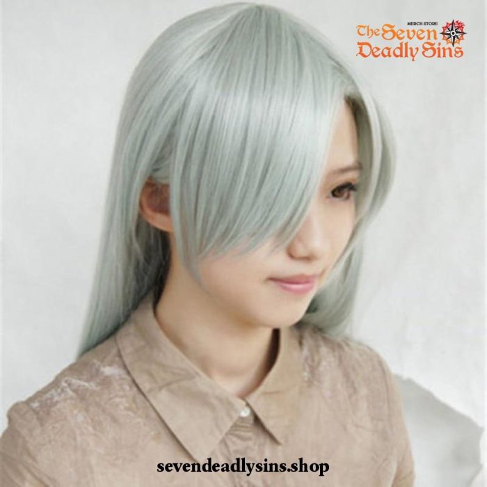 The Seven Deadly Sins Elizabeth Liones Wigs Long Light Gray Green Synthetic Hair Cosplay