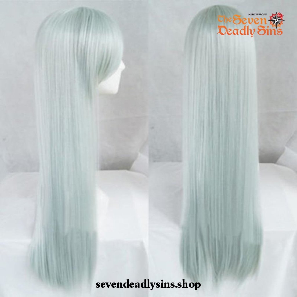 The Seven Deadly Sins Elizabeth Liones Wigs Long Light Gray Green Synthetic Hair Cosplay