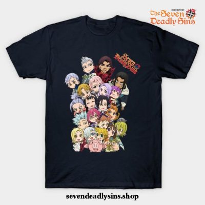 The Seven Deadly Sins Group Chibi T-Shirt Navy Blue / S