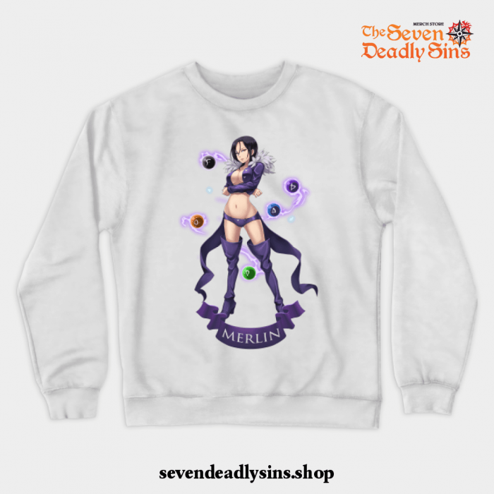 The Seven Deadly Sins Merlin Crewneck Sweatshirt White / S