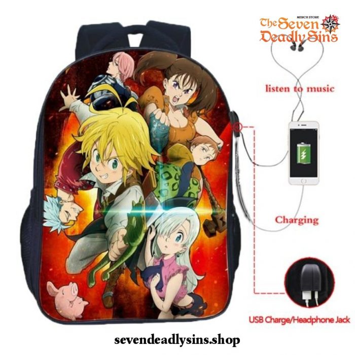 The Seven Deadly Sins Nanatsu No Taizai Usb Charge Backpack Type 1