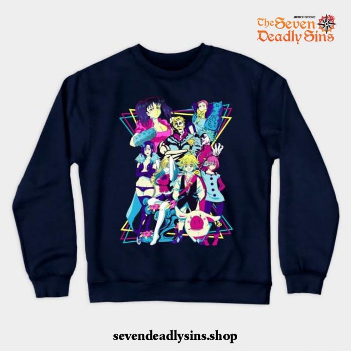 The Seven Deadly Sins - Retro Crewneck Sweatshirt Navy Blue / S