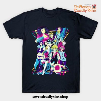 The Seven Deadly Sins - Retro T-Shirt Navy Blue / S