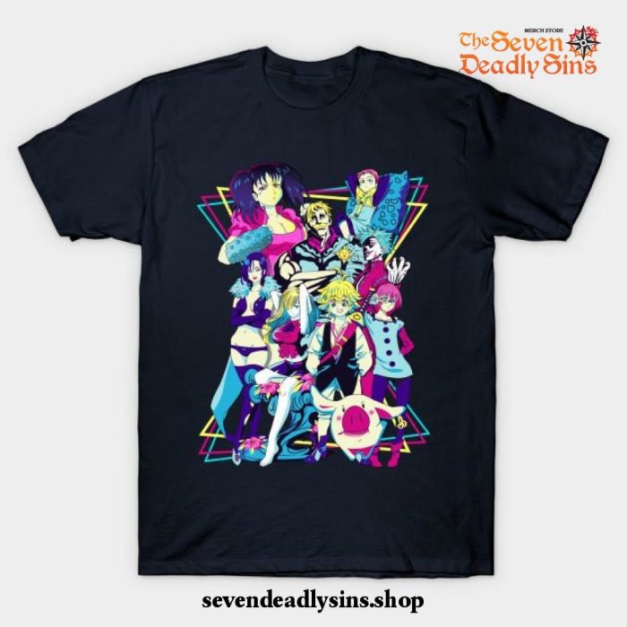 The Seven Deadly Sins - Retro T-Shirt Navy Blue / S